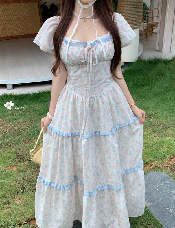 Sky Blue Floral Prairie Dress