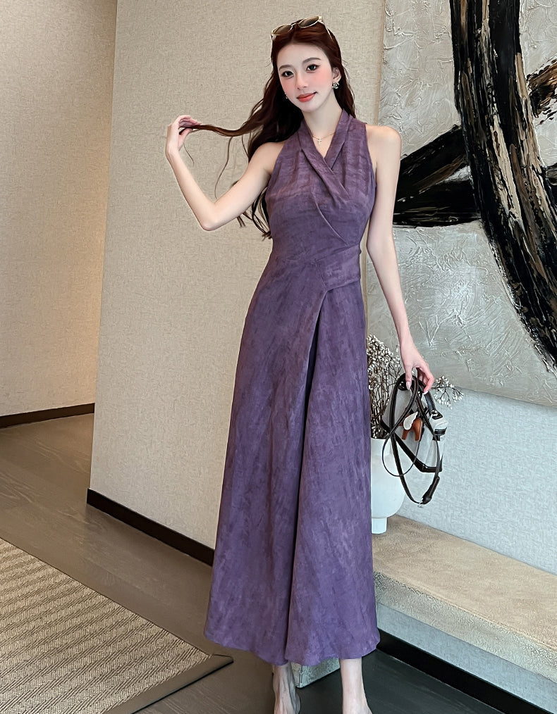 Sleeveless & Short Sleeve Overlap Collar A-Line Maxi Dress for Women