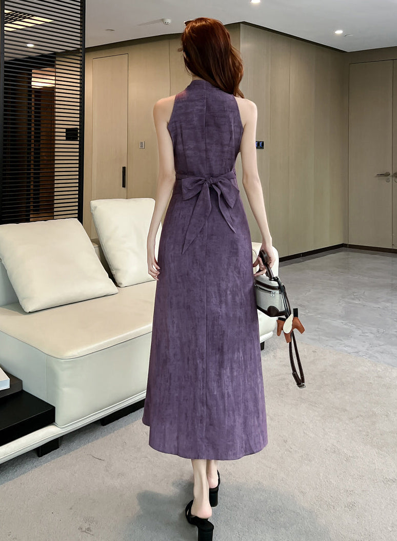 Sleeveless & Short Sleeve Overlap Collar A-Line Maxi Dress for Women
