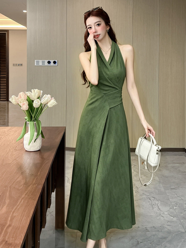 Sleeveless & Short Sleeve Overlap Collar A-Line Maxi Dress for Women