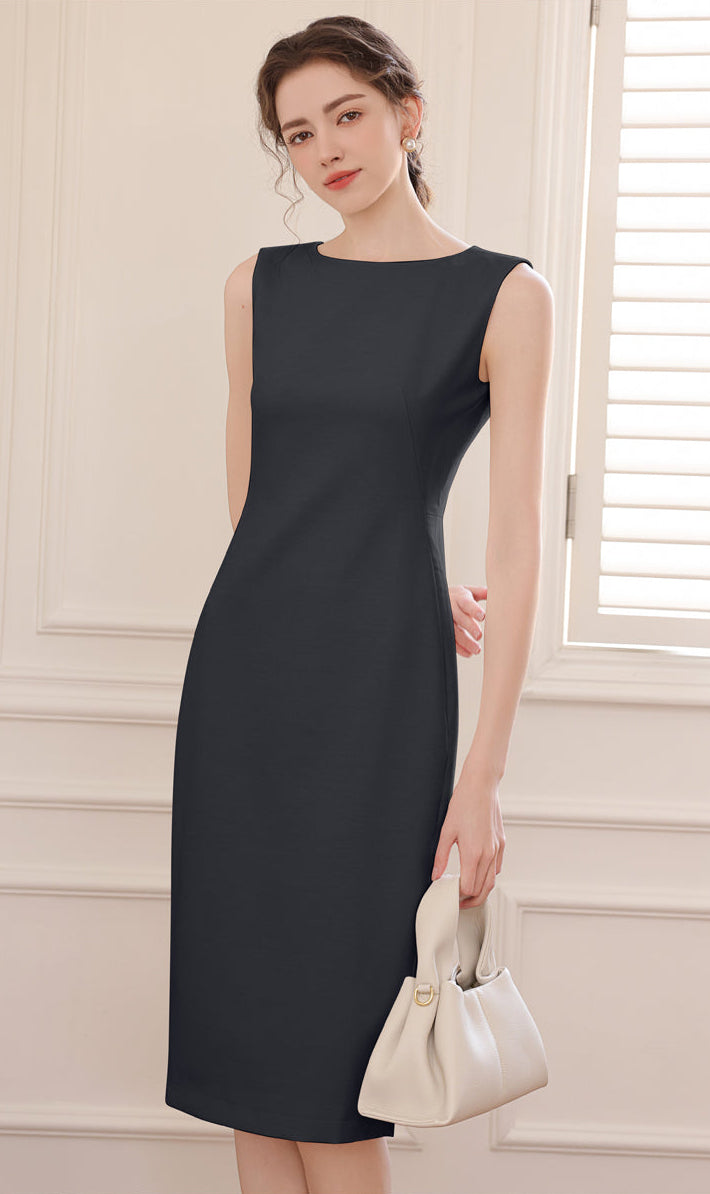 Sleeveless Boatneck Bodycon Sheath