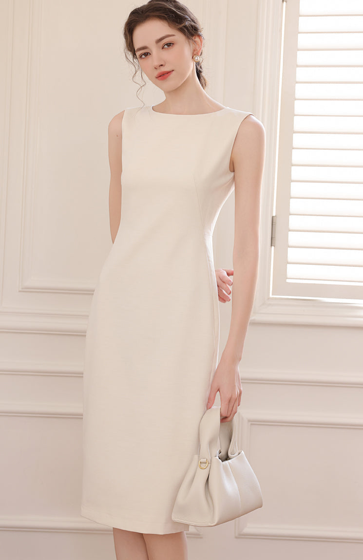 Sleeveless Boatneck Bodycon Sheath
