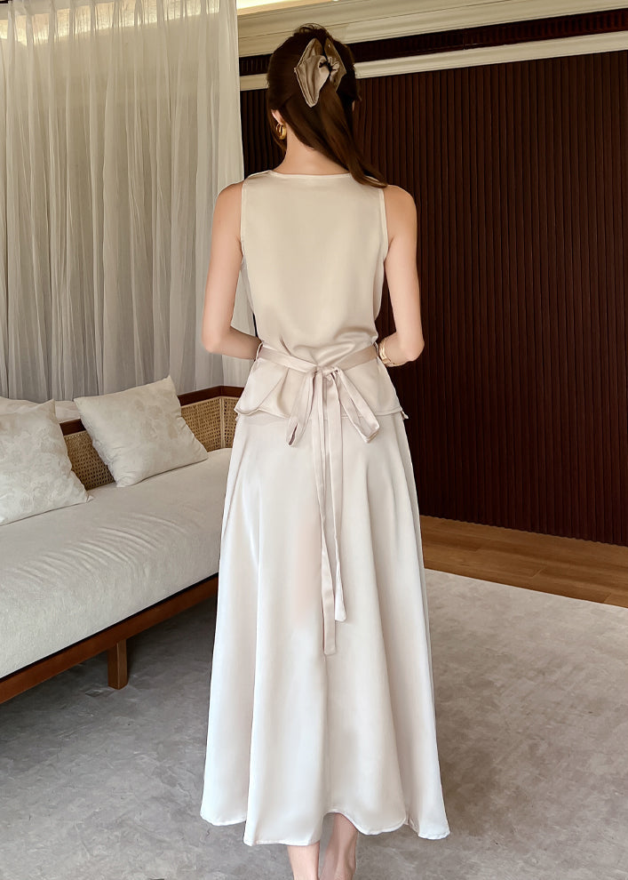 Satin Cowl Top & Maxi Skirt Set