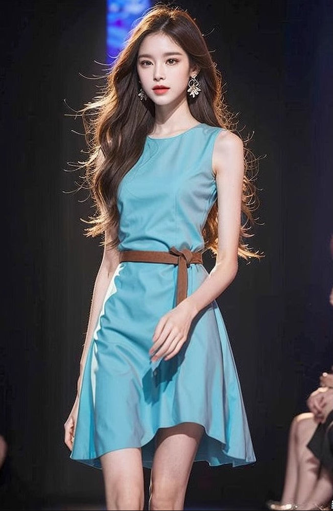 Sienna-Belted Sleeveless Fit & Flare