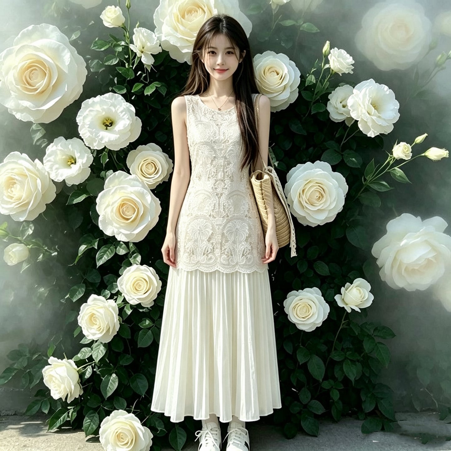 Daisy Dream Lace Pleated Maxi