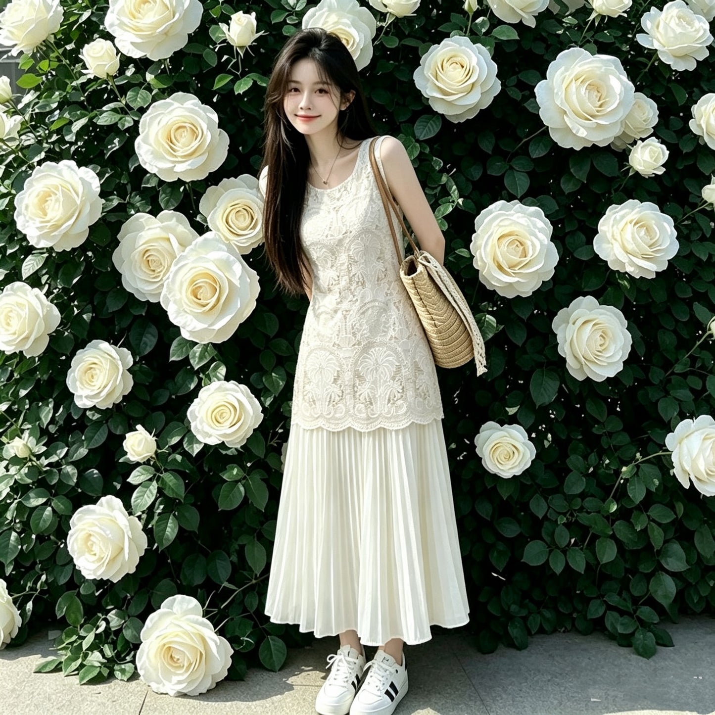 Daisy Dream Lace Pleated Maxi