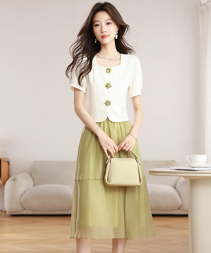 Women's Summer Square-Neck Midi Dress