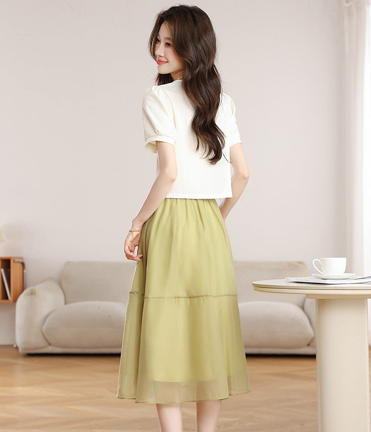 Women's Summer Square-Neck Midi Dress