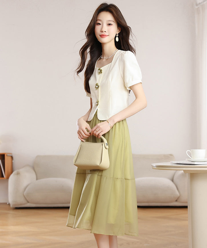 Women's Summer Square-Neck Midi Dress