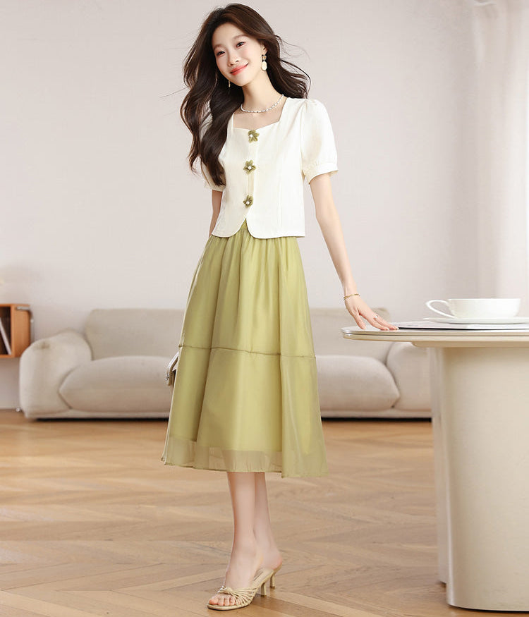 Women's Summer Square-Neck Midi Dress