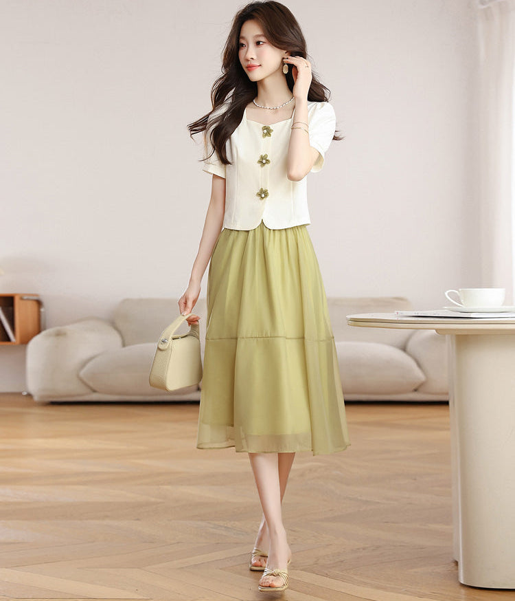 Women's Summer Square-Neck Midi Dress