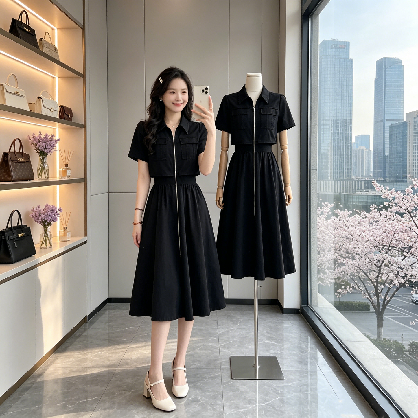 Structured Cotton Cargo Dress