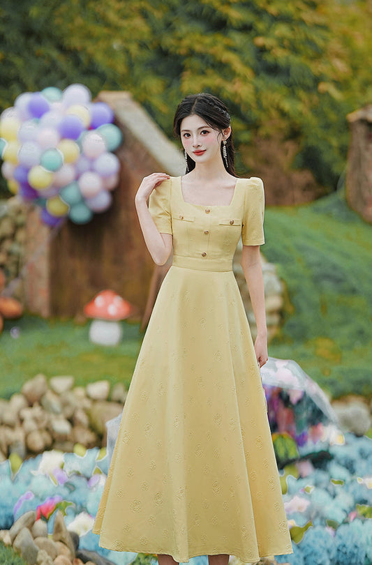French Rivera Butter Yellow Maxi Dress