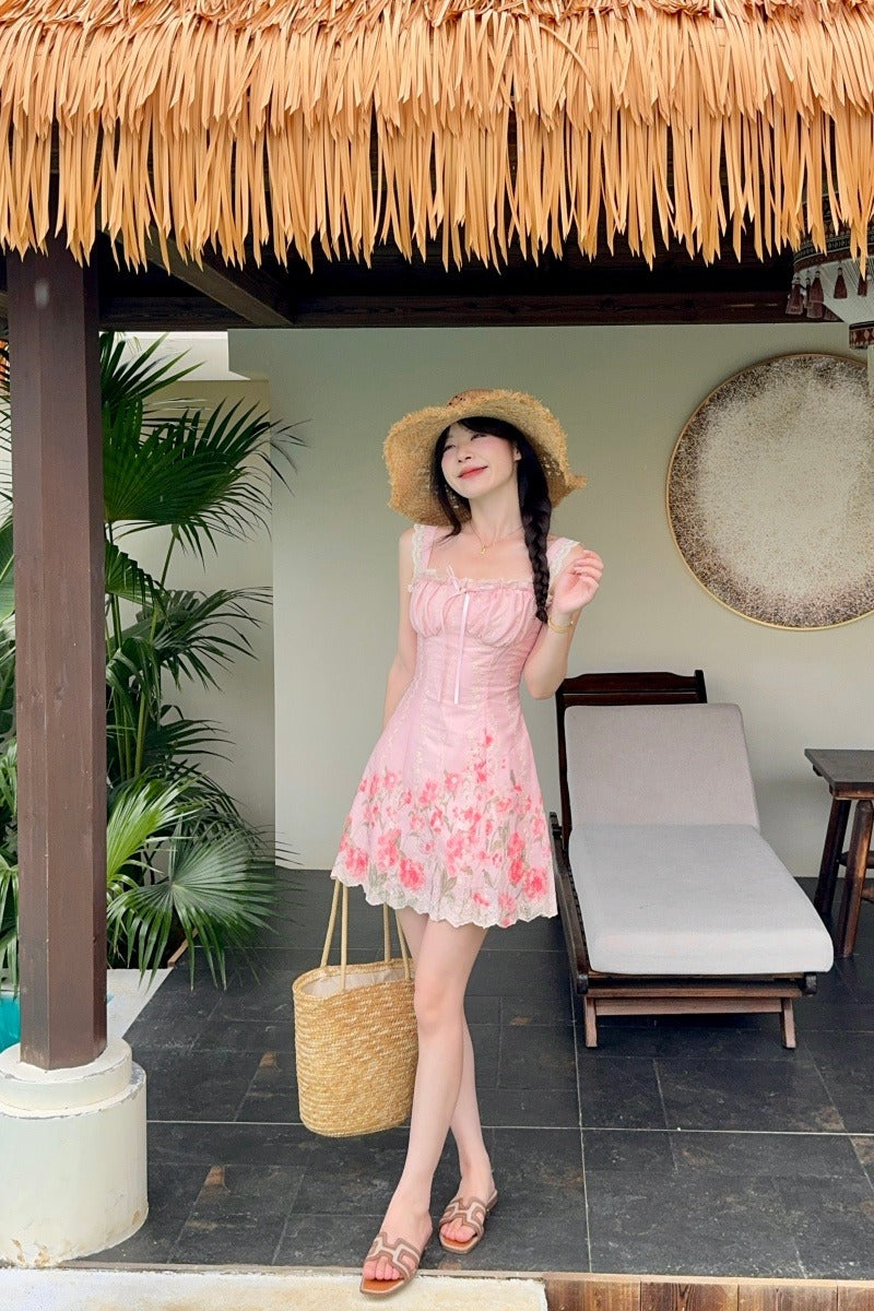 Sweetheart Floral Milkmaid Mini Dress