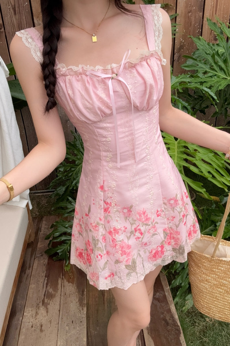 Sweetheart Floral Milkmaid Mini Dress