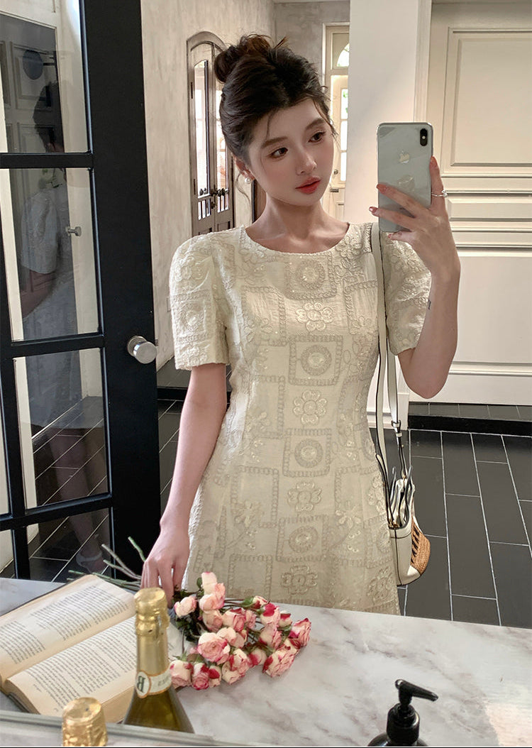 Sweethheart Floral Textured Doll Dress