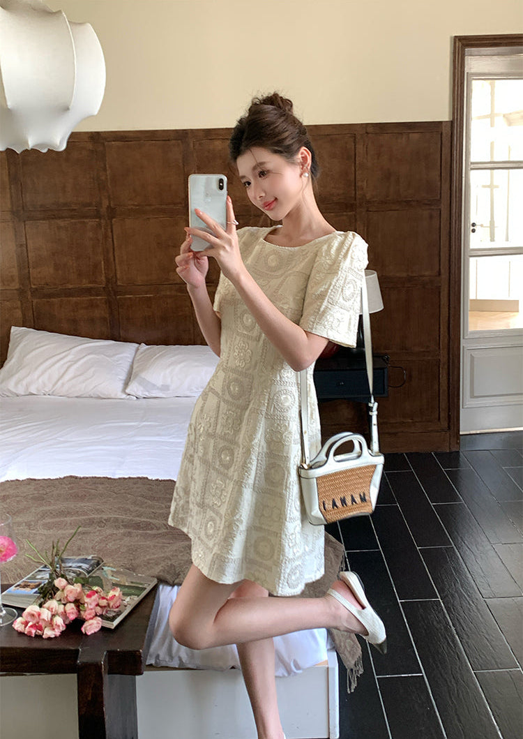 Sweethheart Floral Textured Doll Dress