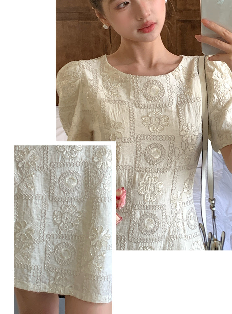 Sweethheart Floral Textured Doll Dress