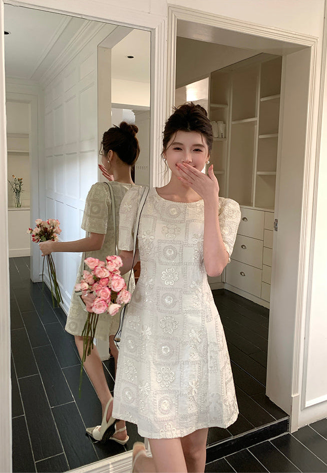 Sweethheart Floral Textured Doll Dress