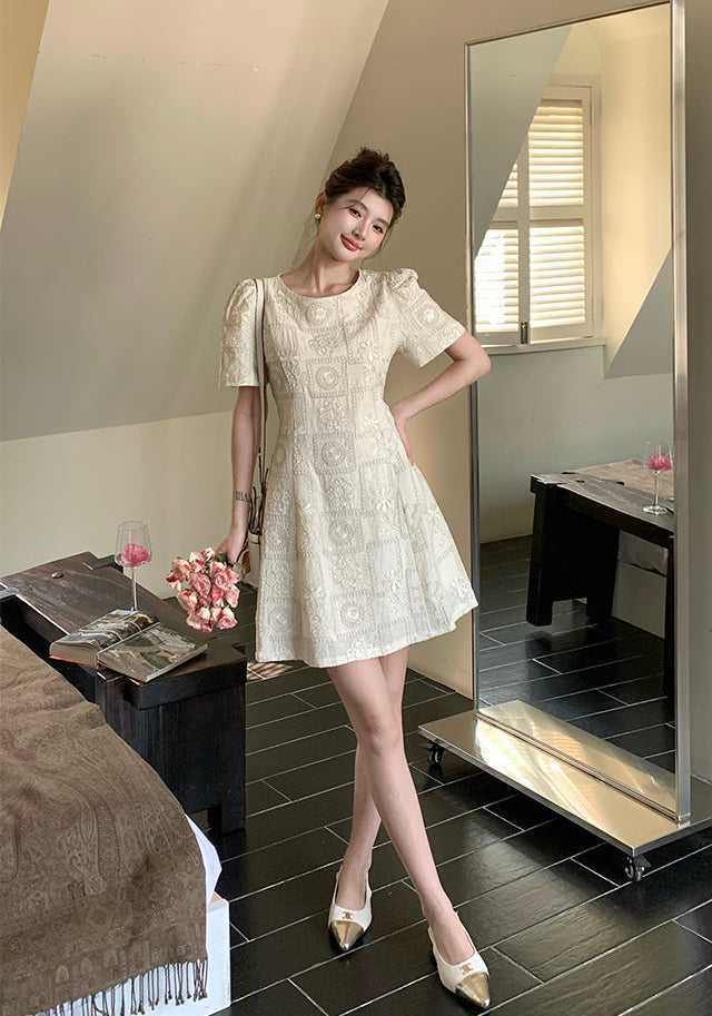 Sweethheart Floral Textured Doll Dress