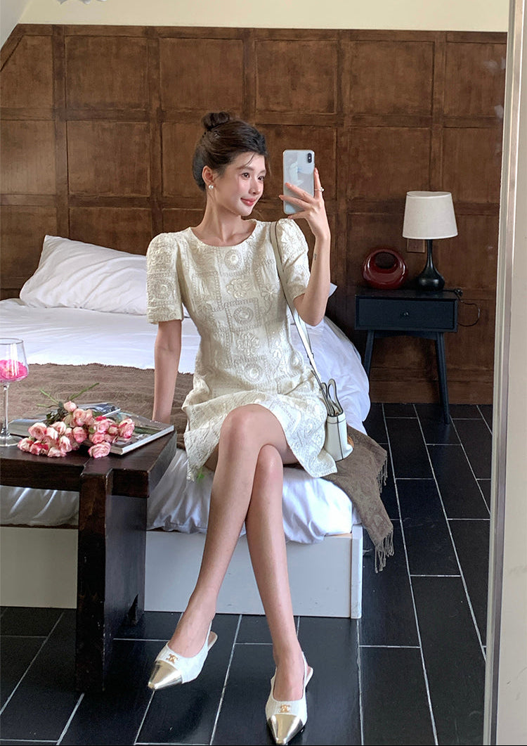 Sweethheart Floral Textured Doll Dress