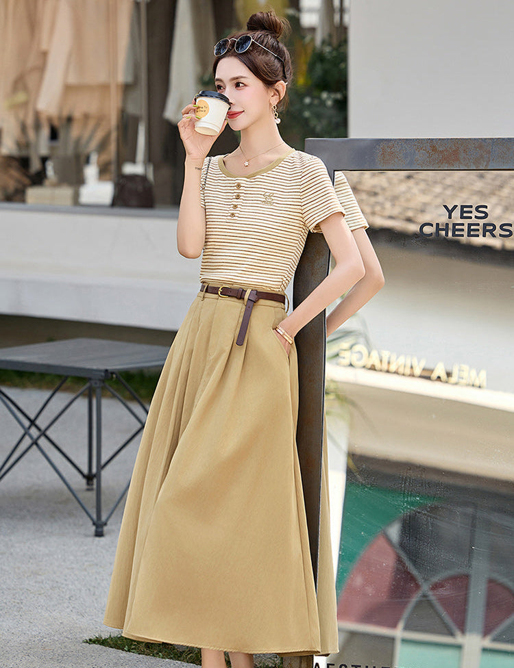 The Saint-Tropez Knit And Pleated Midi Set