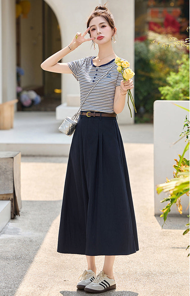 The Saint-Tropez Knit And Pleated Midi Set