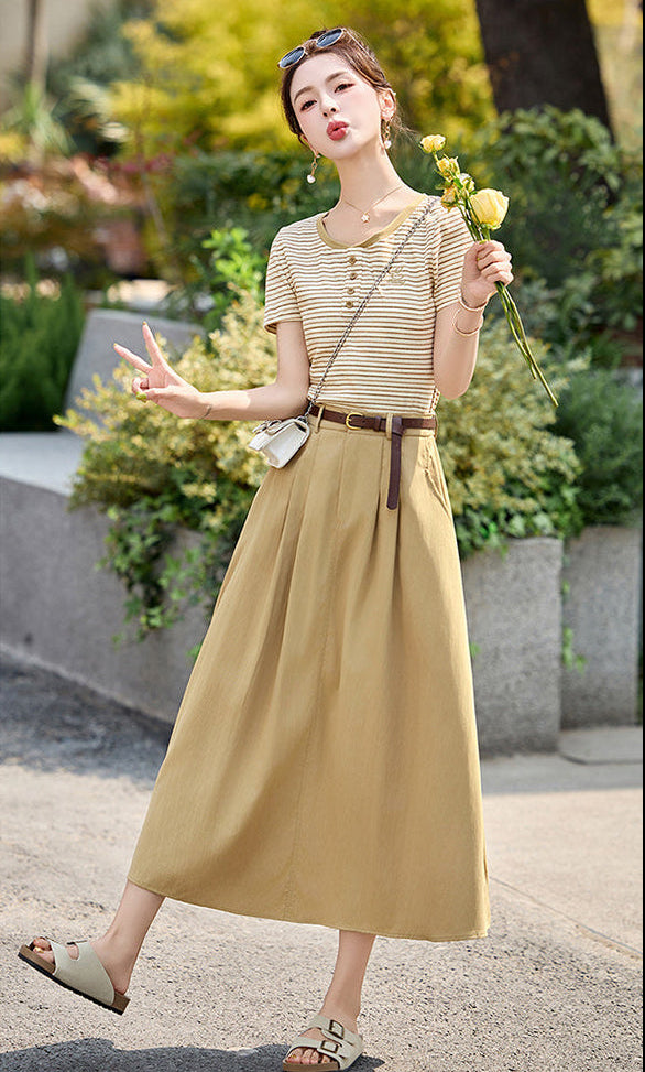 The Saint-Tropez Knit And Pleated Midi Set