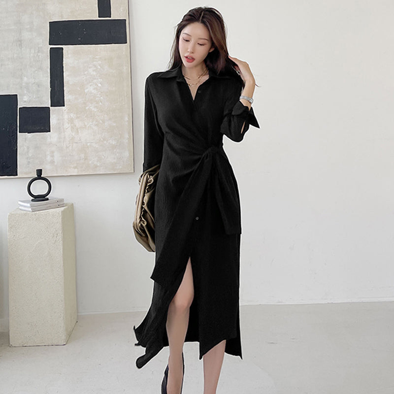 The Avery Crinkle Shirt Dress