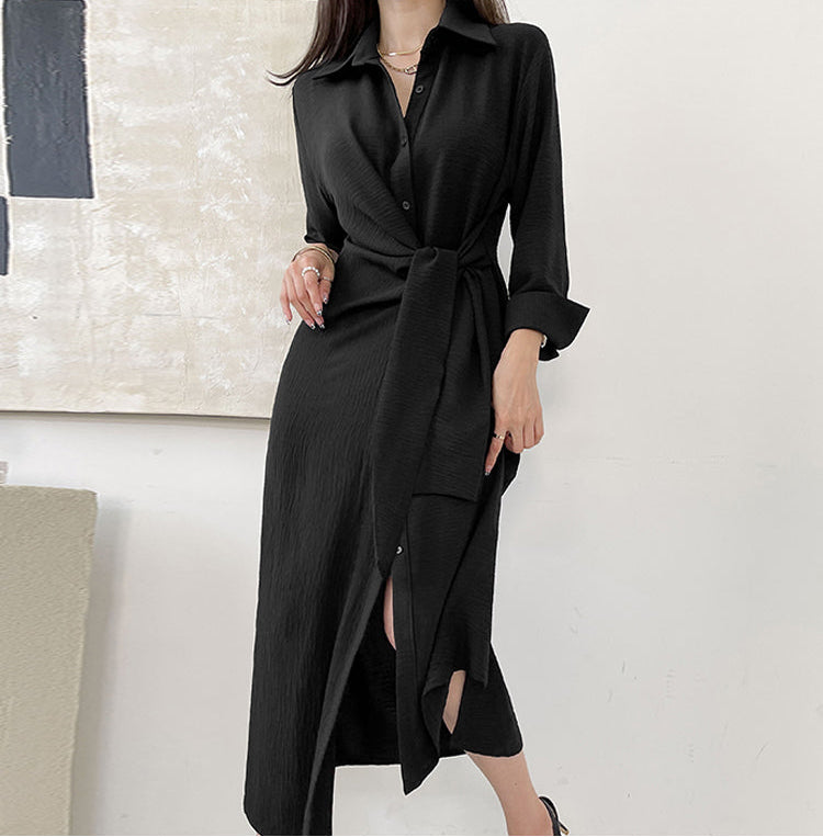 The Avery Crinkle Shirt Dress