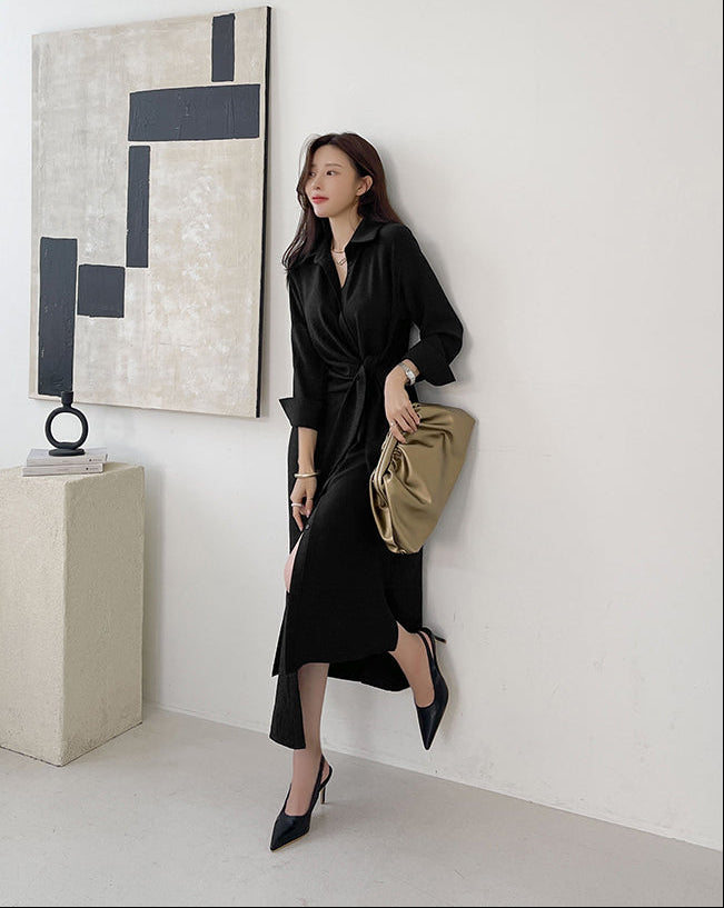 The Avery Crinkle Shirt Dress