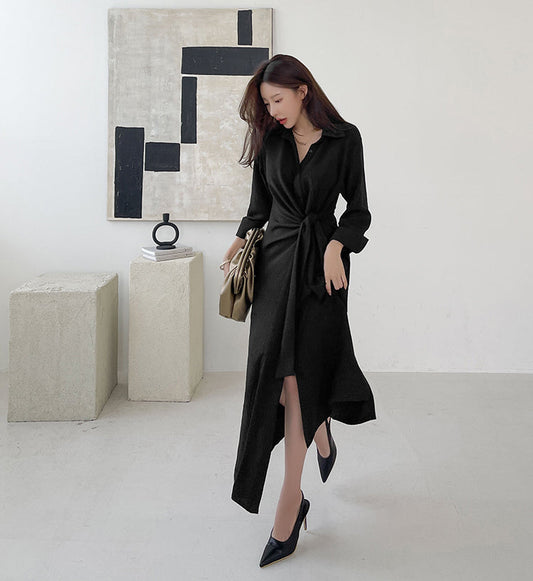 The Avery Crinkle Shirt Dress