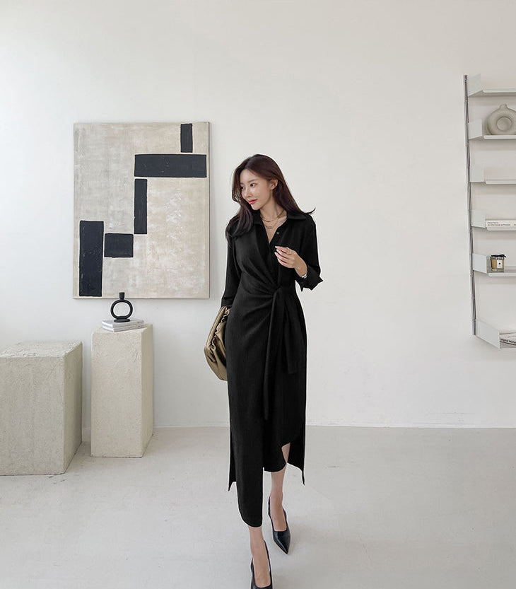 The Avery Crinkle Shirt Dress