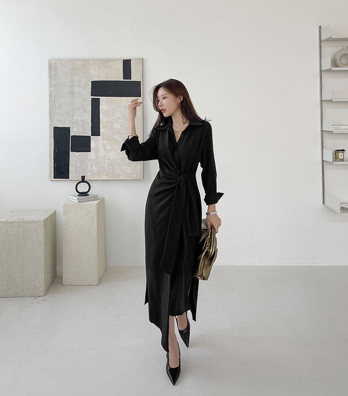 The Avery Crinkle Shirt Dress