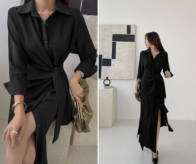 The Avery Crinkle Shirt Dress