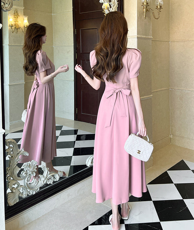 The Evelyn Puff Sleeve Cinched Midi Dress