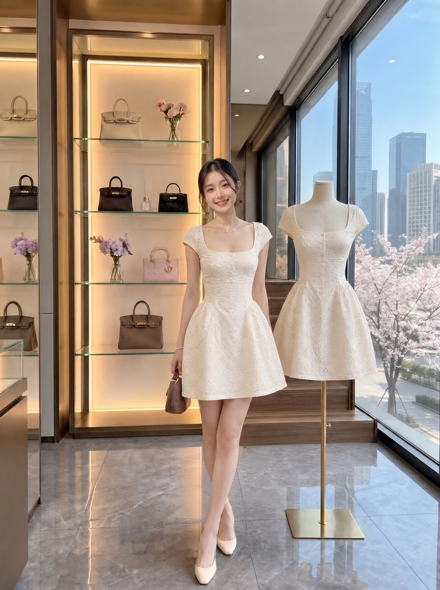 The Fleur Eyelet A-Line Mini Dress