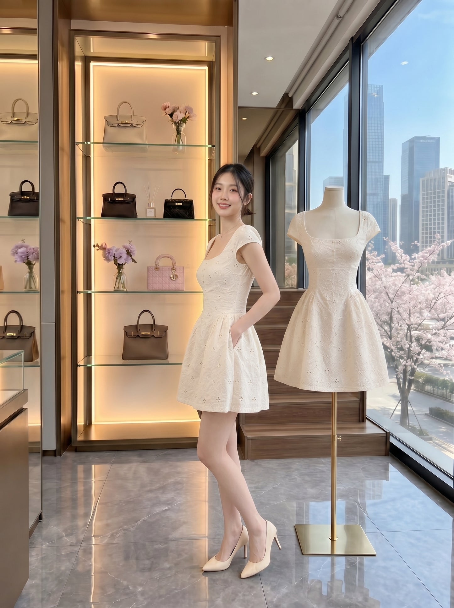 The Fleur Eyelet A-Line Mini Dress