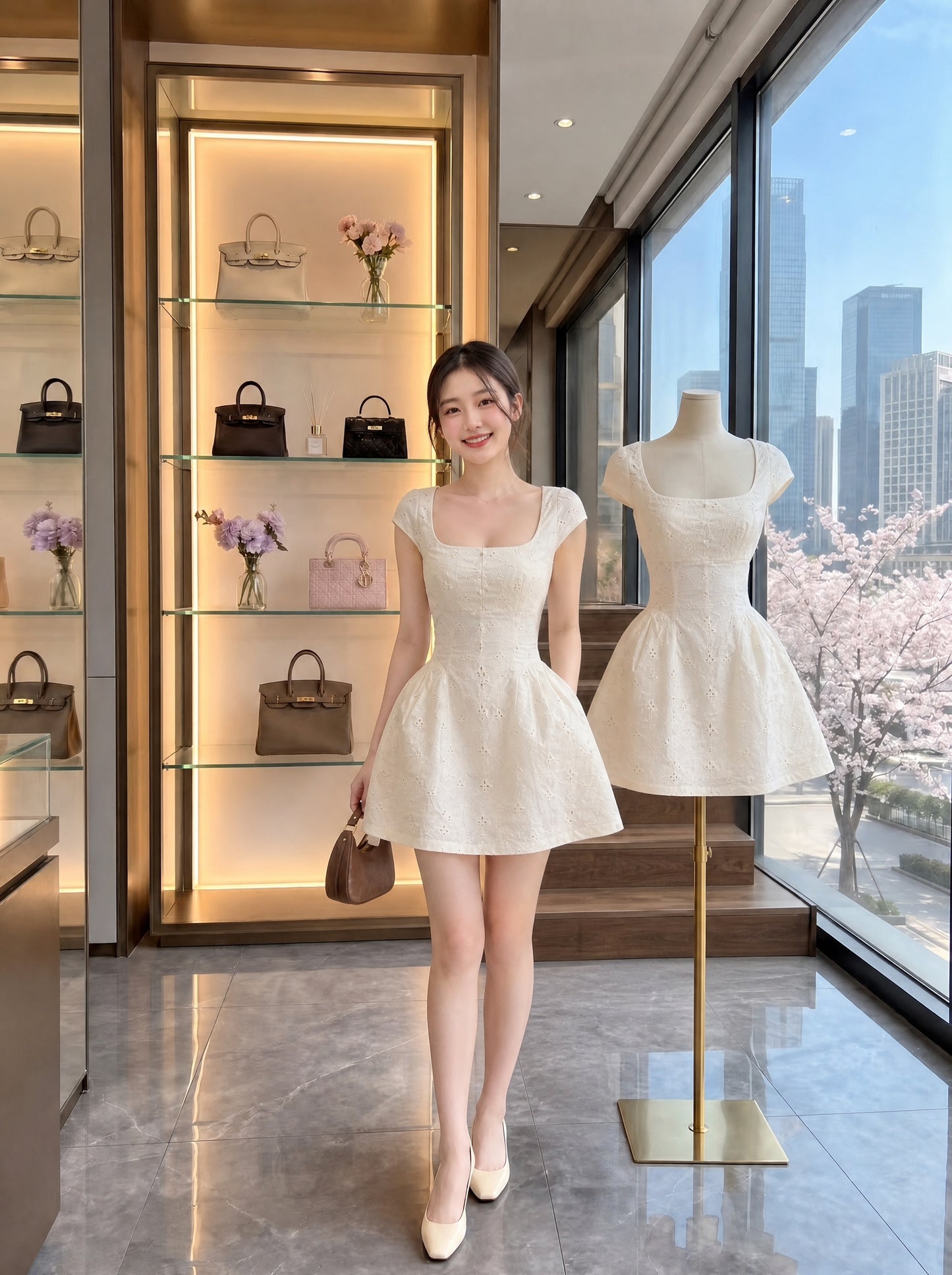 The Fleur Eyelet A-Line Mini Dress