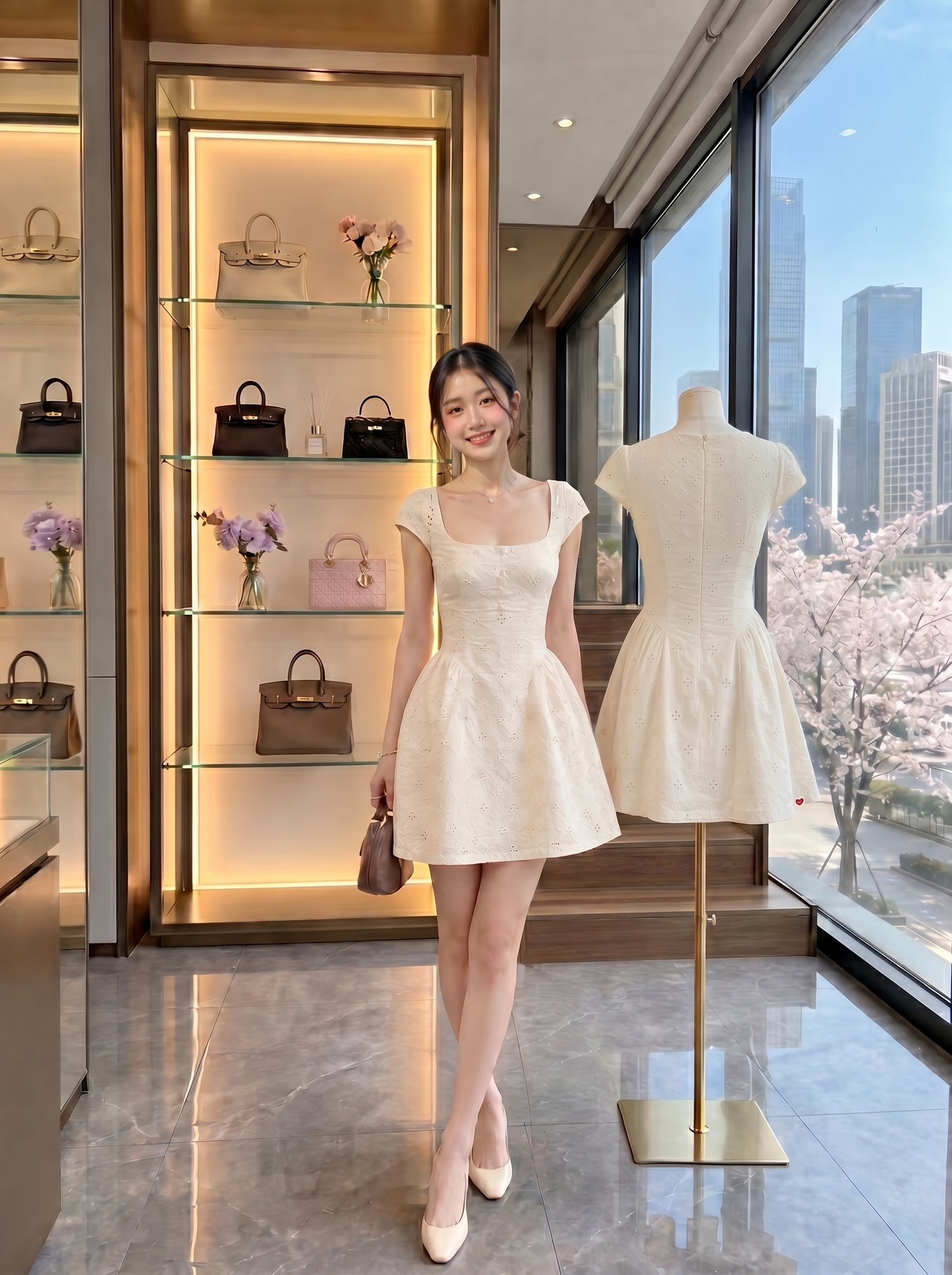 The Fleur Eyelet A-Line Mini Dress