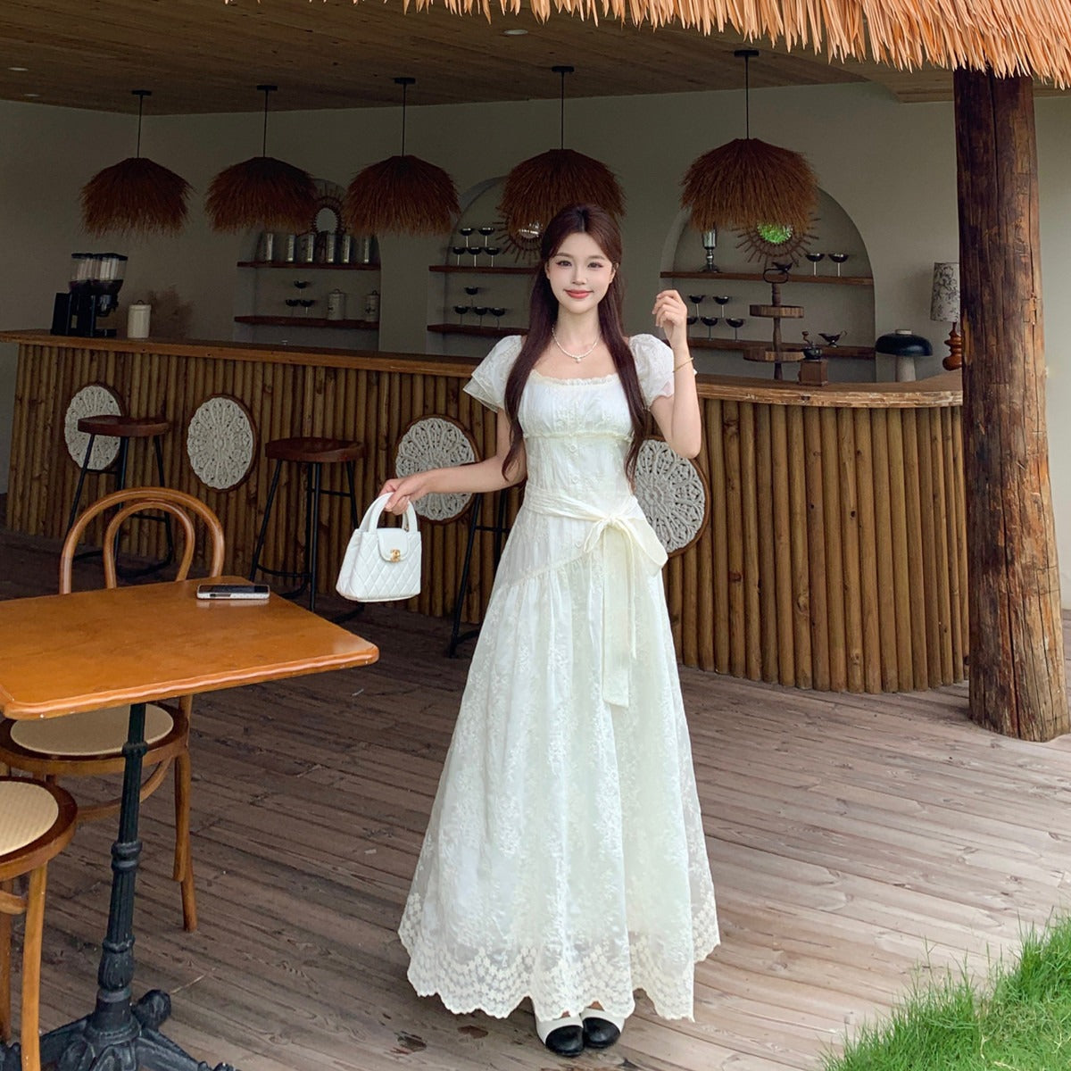 The Fleur Lace Tied Maxi Dress
