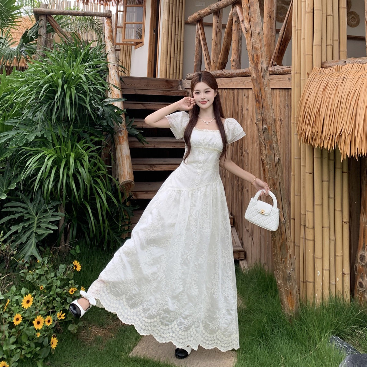 The Fleur Lace Tied Maxi Dress