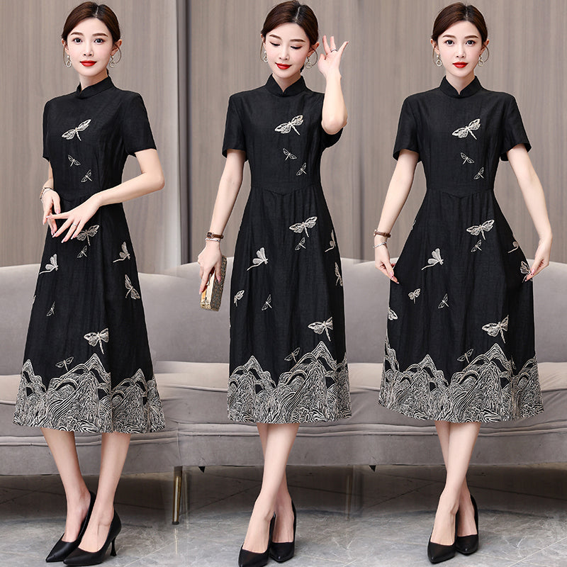 The Linnea Dragonfly Cheongsam Midi