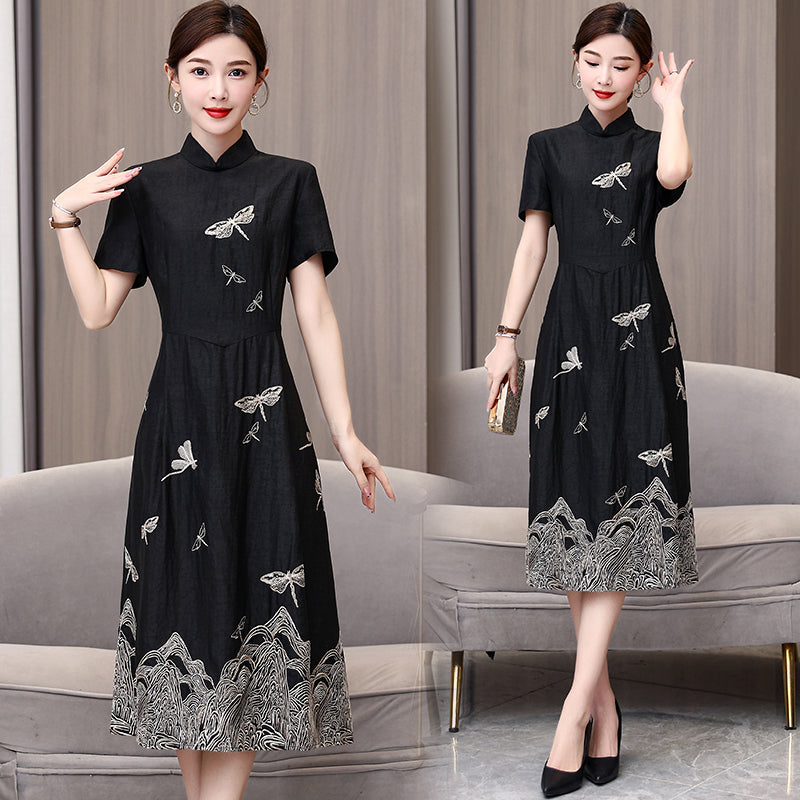 The Linnea Dragonfly Cheongsam Midi