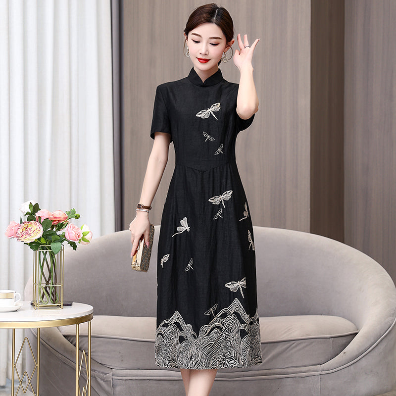 The Linnea Dragonfly Cheongsam Midi