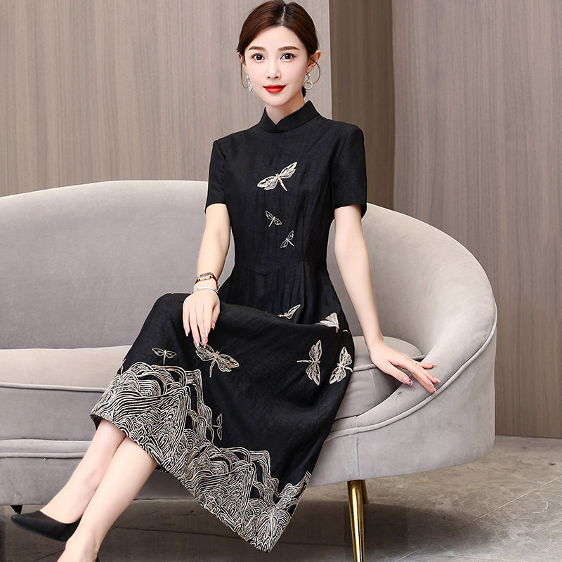 The Linnea Dragonfly Cheongsam Midi