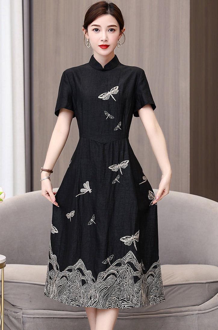The Linnea Dragonfly Cheongsam Midi