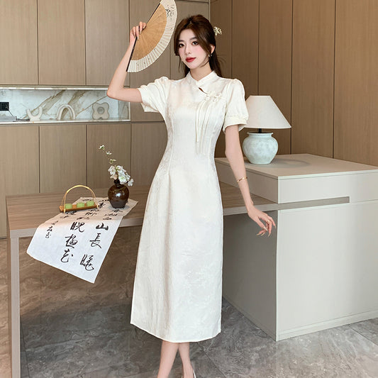 The Mei Lin Jacquard Cheongsam Midi Dress
