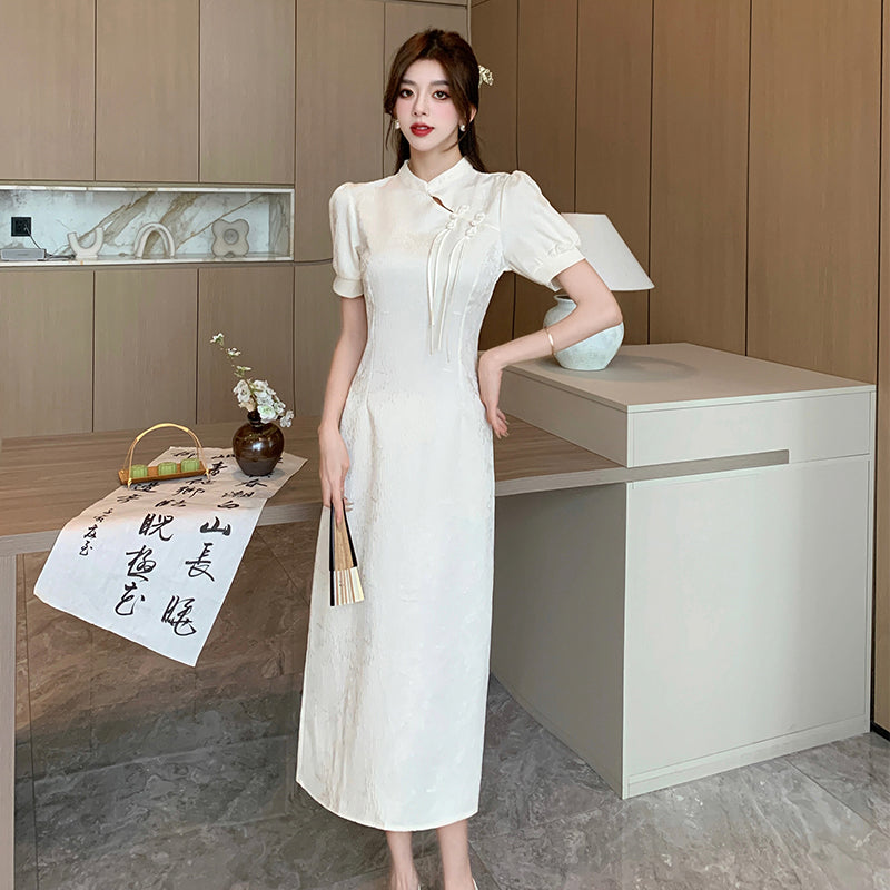 The Mei Lin Jacquard Cheongsam Midi Dress