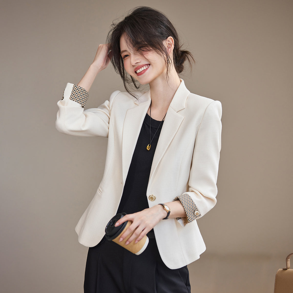 The Metro Contrast-Cuff Blazer